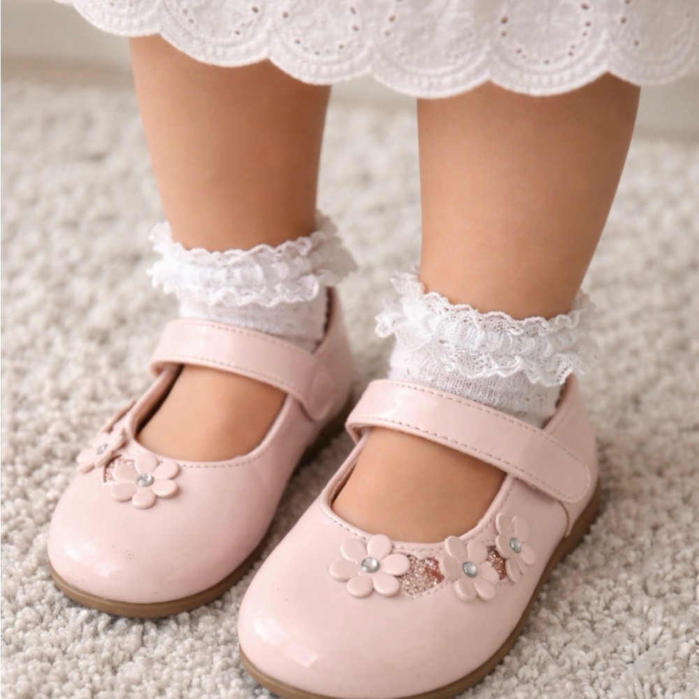 Rachel Shoes Pink Floral Kids Mary Jane Shoes size~ 9